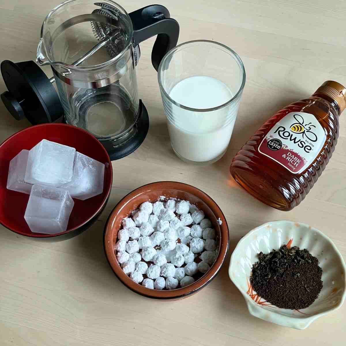 honey milk tea boba ingredients