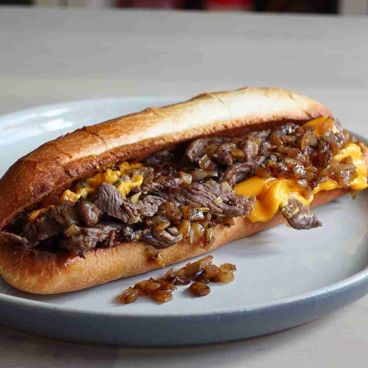 American cheese philly cheesesteak at home