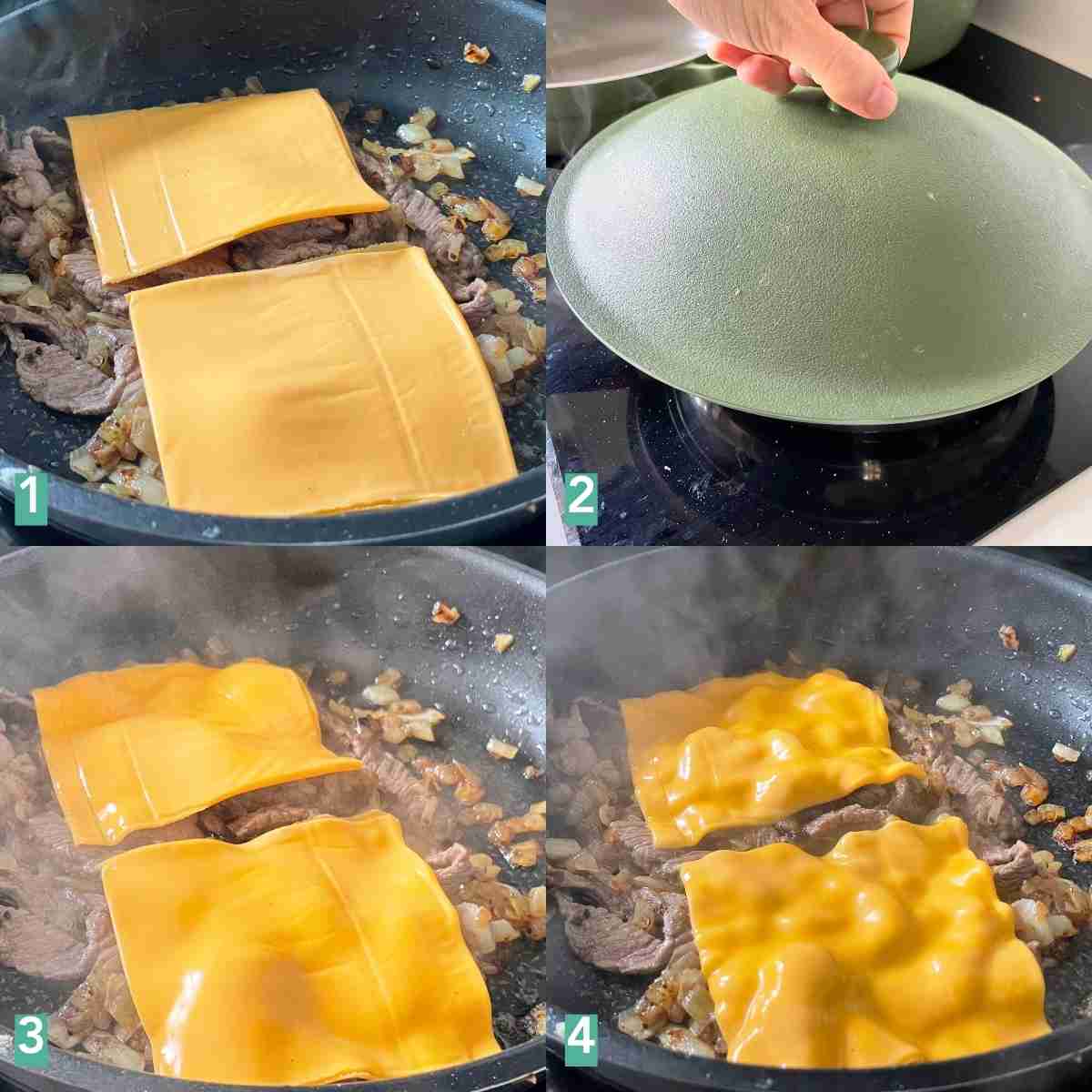 How to melt cheese over beef