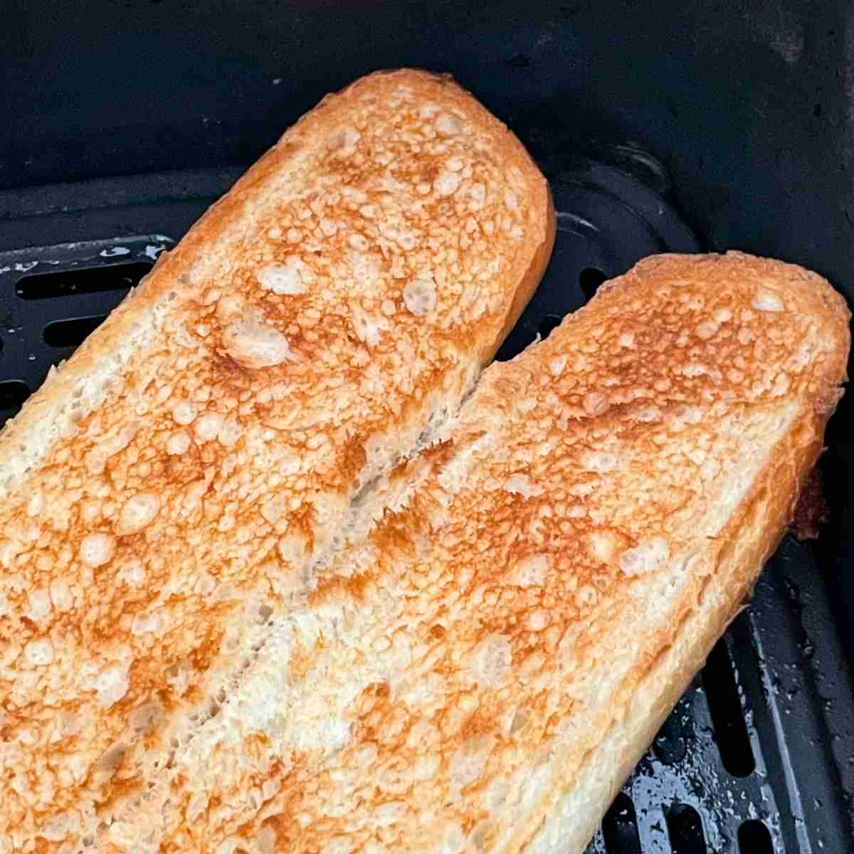 Toast hoagie roll in an air fryer