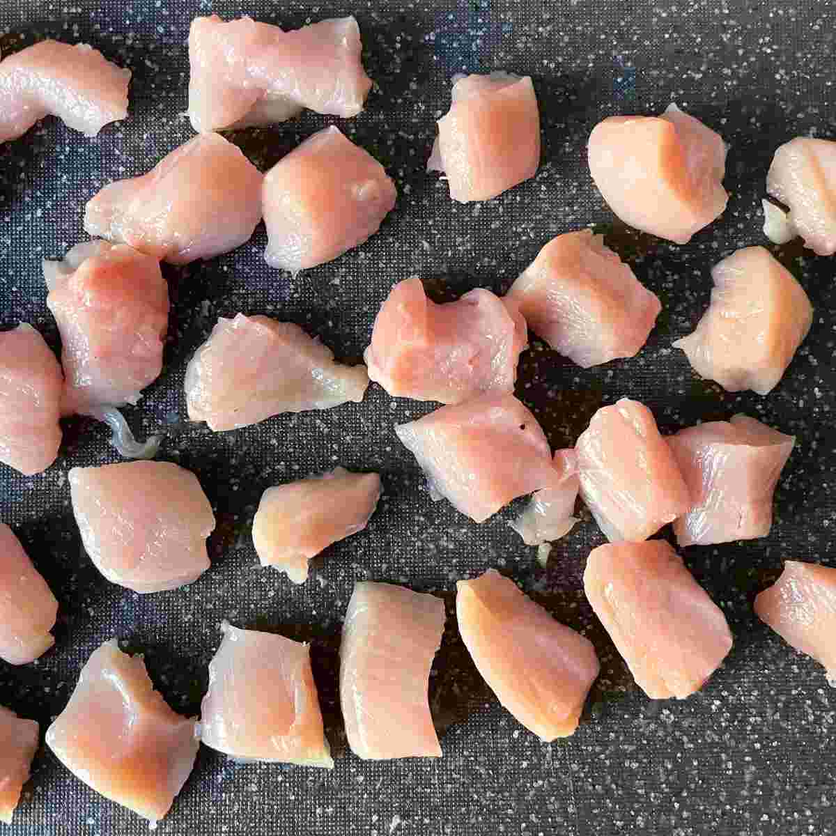 Chicken breast cut to 1 inch squares