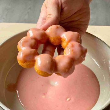 Strawberry mochi donut glaze