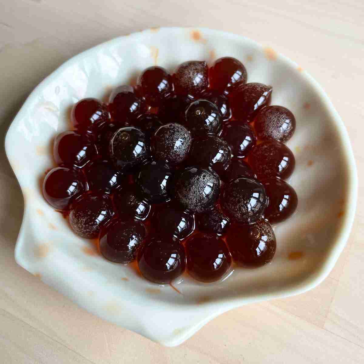 coffee popping pearls in plate