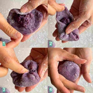 How to fold purple yam mochi