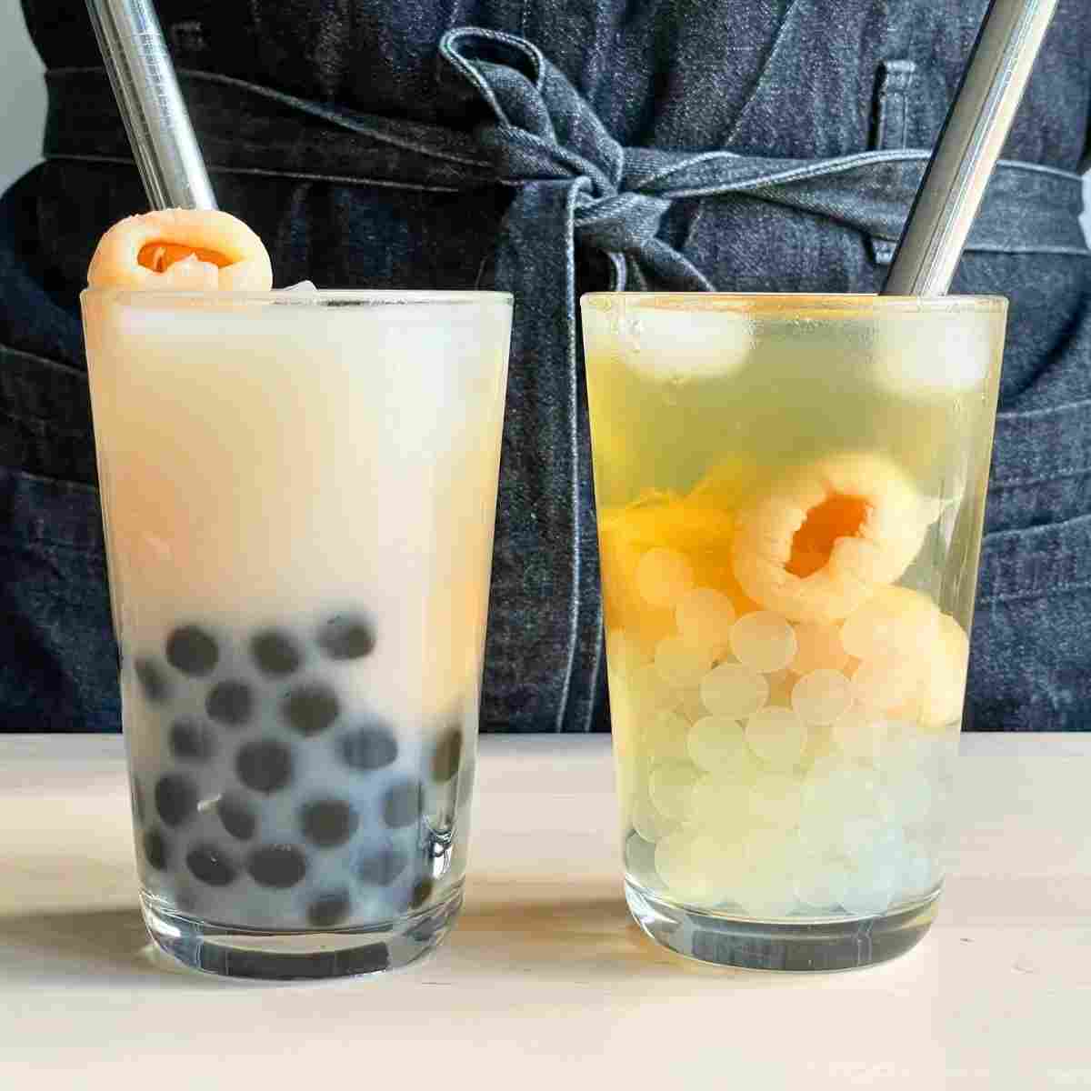 lychee boba with pearls
