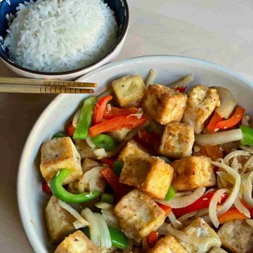 serve salt and pepper tofu with rice