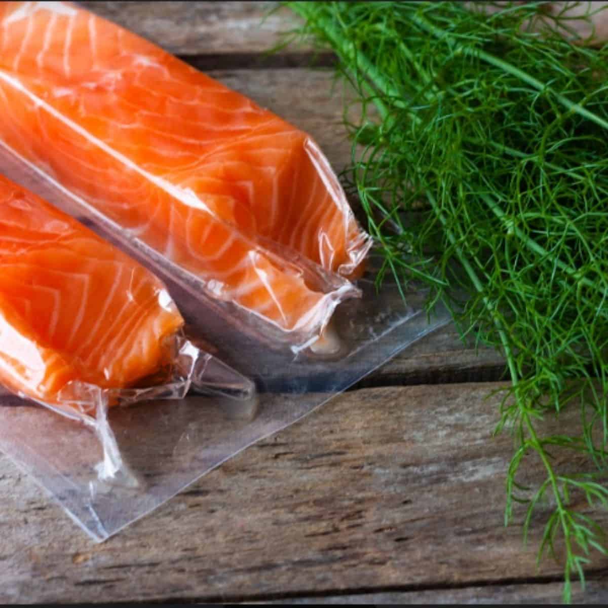Salmon In A Vacuum Sealed Bag 