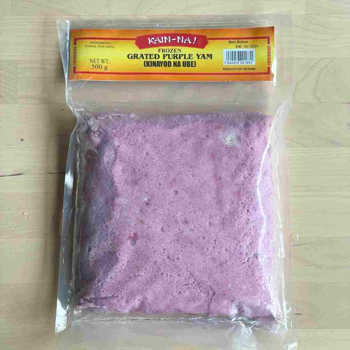Frozen grated purple yam