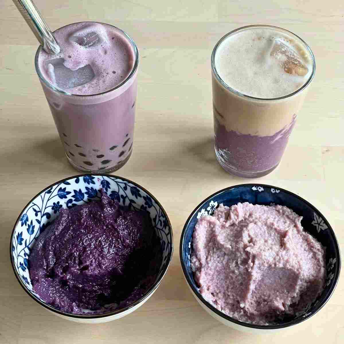 purple condensed milk vs fresh purple yam drink