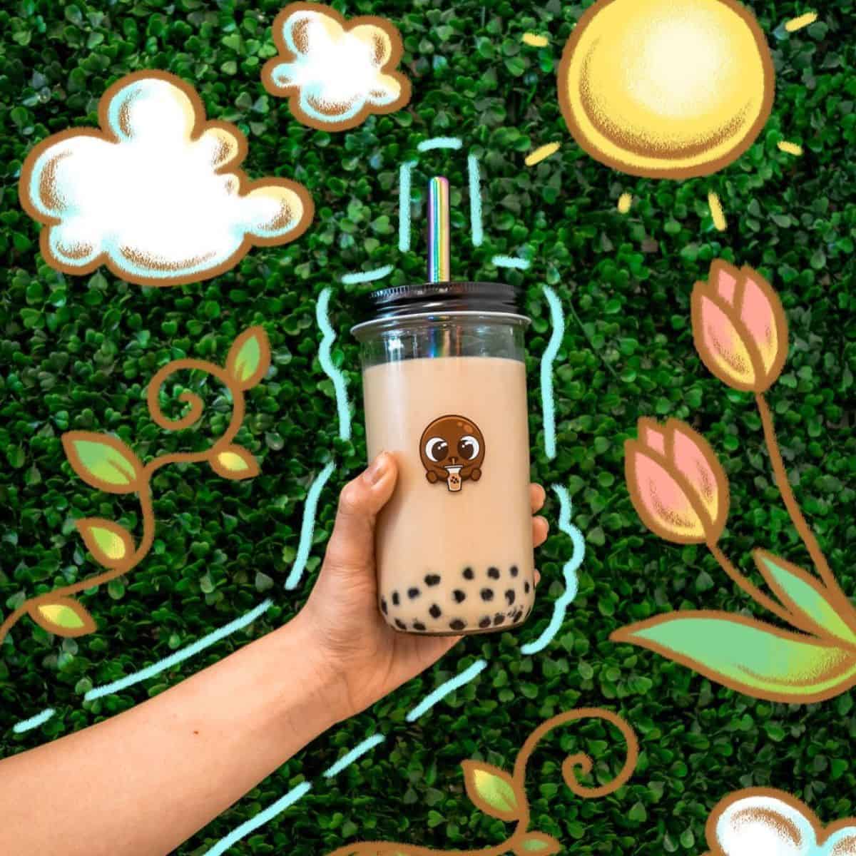 Maybedaily Reusable Eco-friendly Bubble Tea Boba Cup With Stainless Steel  Straw Bubble Tea Boba Character Tumbler 