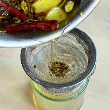 filter chai syrup with fine mesh